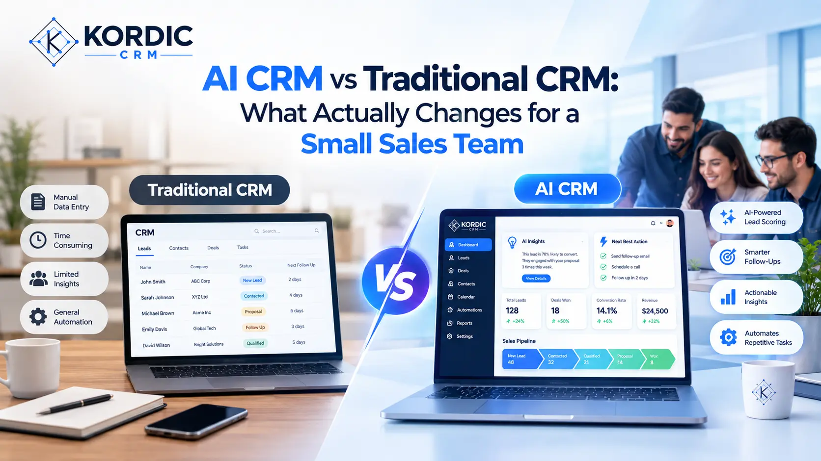 AI CRM vs Traditional CRM: What Actually Changes for a Small Sales Team