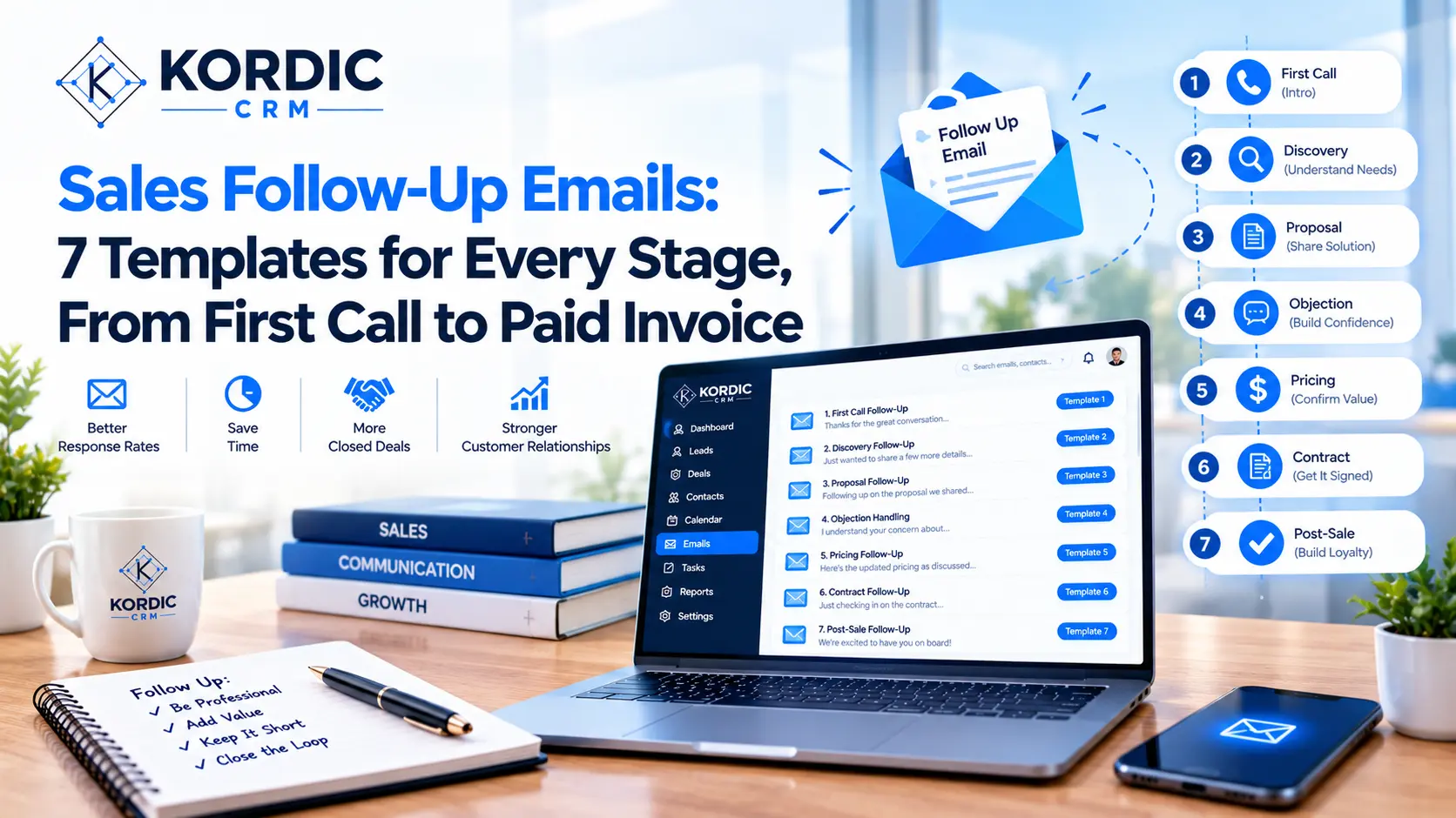 Sales Follow-Up Emails: 7 Templates for Every Stage, From First Call to Paid Invoice